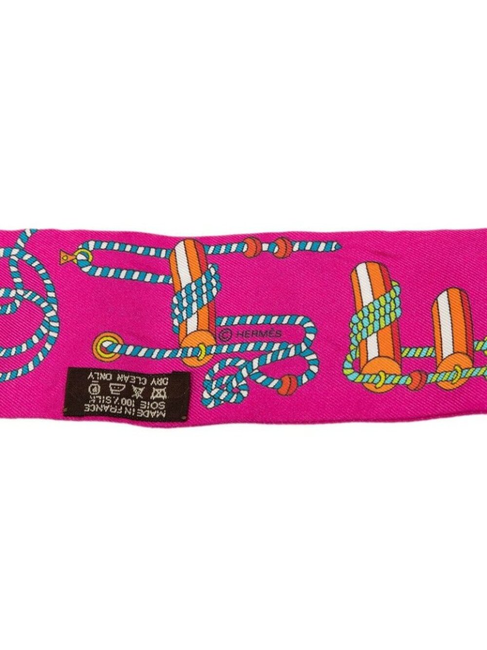 Hermes Twilly Cordages Scarf Purple Silk - Picture 4 of 6